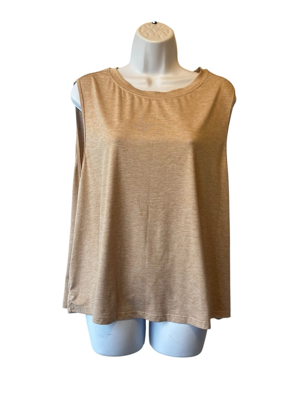Fabletics soft tank top 2X Beige Muscle tee Relaxed fit Athletic Round neck